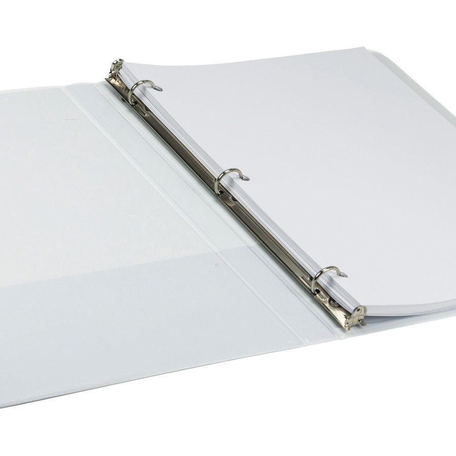 Samsill Earth's Choice Plant-based Durable View Binder, 1/2" Capacity, 3 Round Rings, Letter Size 8.5" x 11", 100 Sheet Capacity, 2 Internal Pockets, White, 1 Each