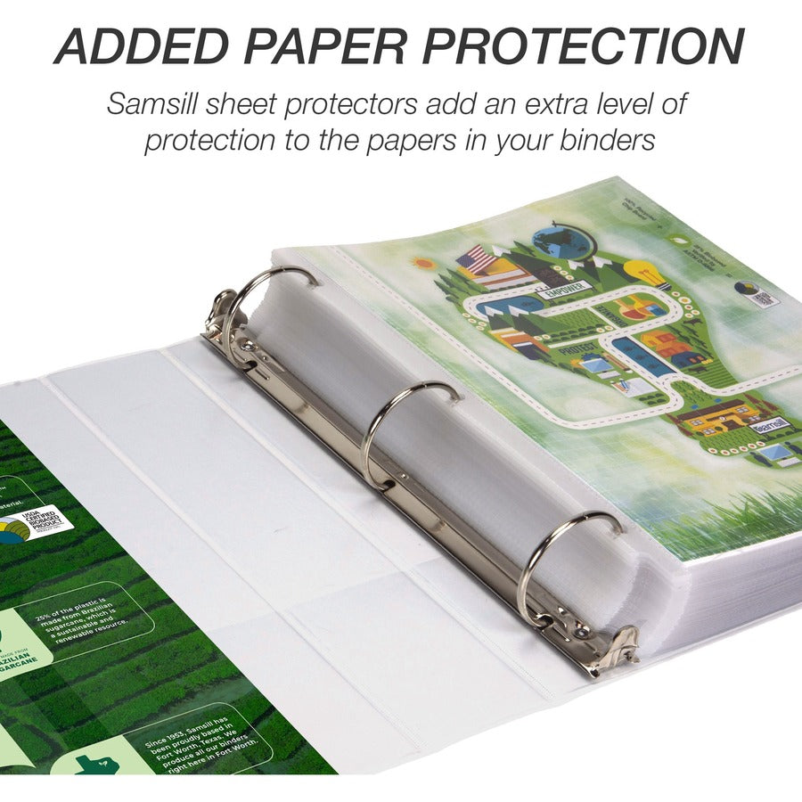 Samsill Earth's Choice Plant-based Durable View Binder, 3" Capacity, 550 Sheet, 3 Round Rings, 2 Internal Pockets, Letter Size, White, 1 Each