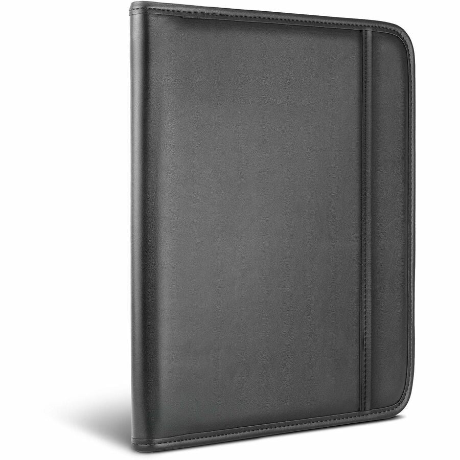 Samsill Letter Pad Folio - 8 1/2" x 11" - 6 Exterior, Internal Pocket(s) - Vinyl, Polyvinyl Chloride (PVC) - Black - Tablet Pocket, Zipper Closure, Wrap-around - 1 Each