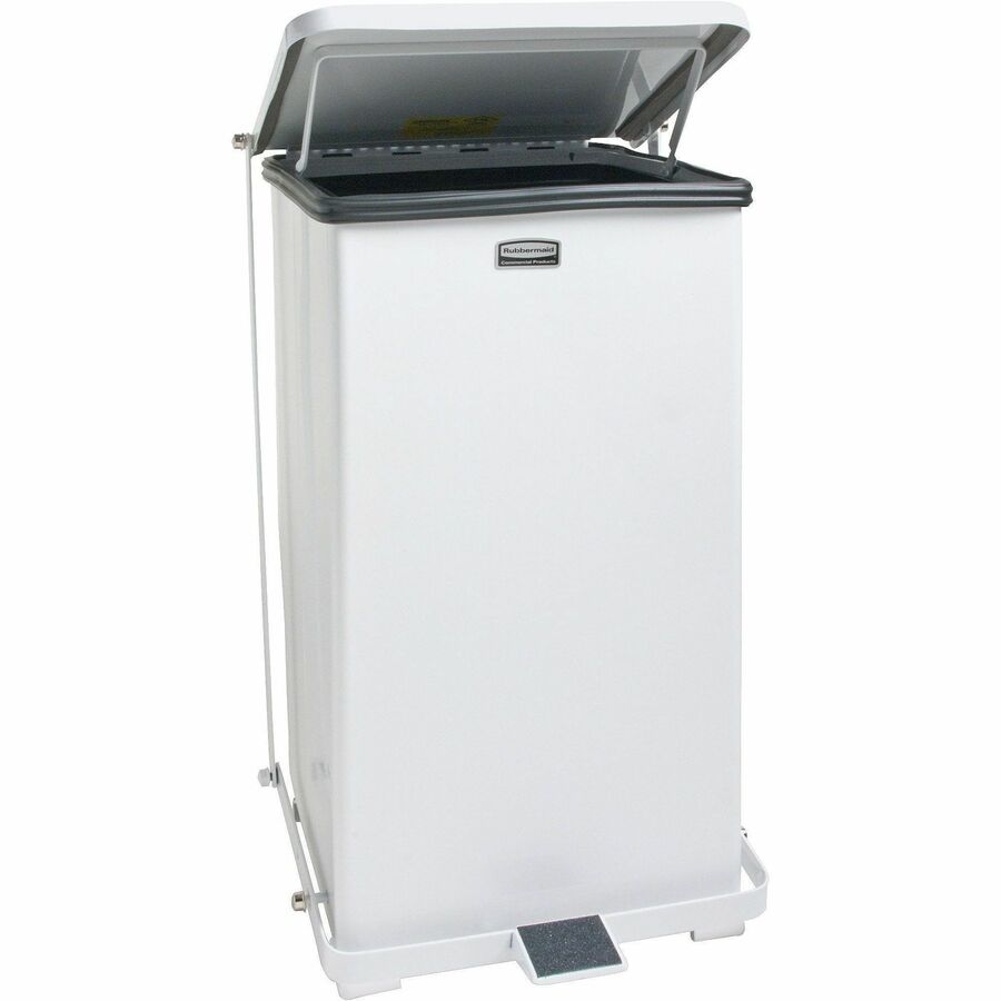 Rubbermaid Commercial Defenders Steel Step Cans - 6.50 gal Capacity - 20.5" Height x 10.5" Width x 10.5" Depth - Steel - White - 1 Each