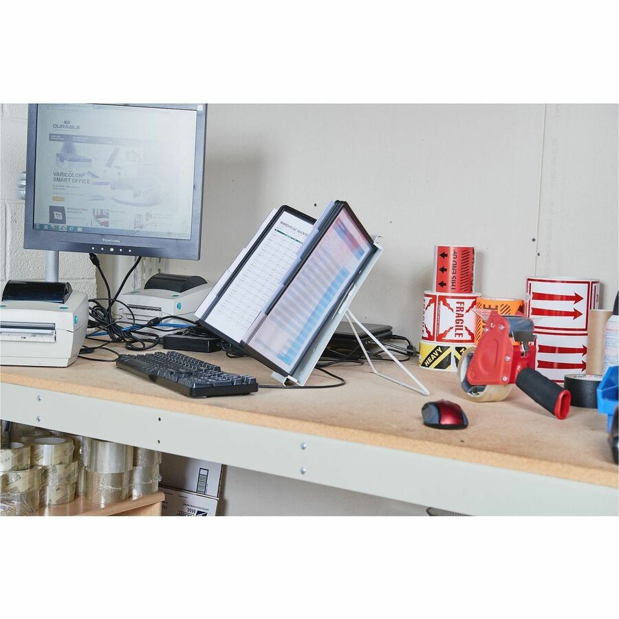 DURABLE InstaView Desktop Reference System - Desktop - 10 Panels - Support Letter 8.50" x 11" Media - White - 1 Each