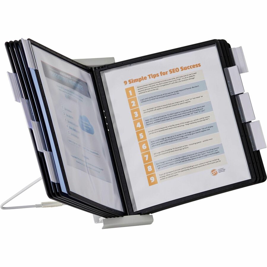DURABLE InstaView Desktop Reference System - Desktop - 10 Panels - Support Letter 8.50" x 11" Media - White - 1 Each