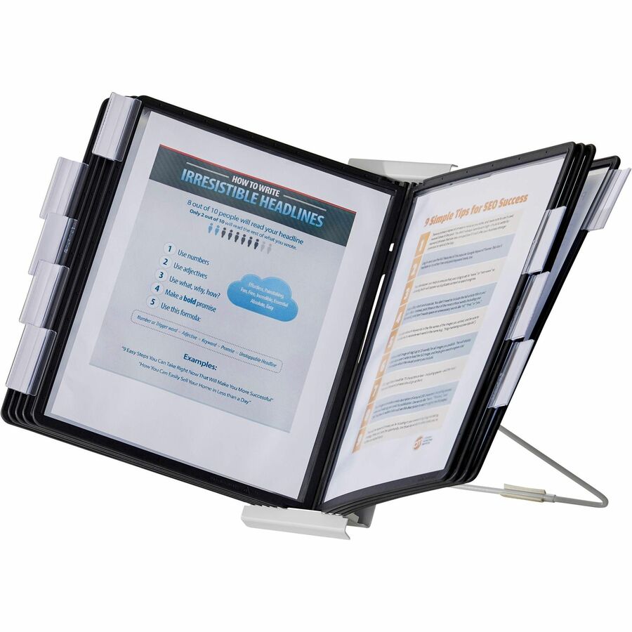 DURABLE InstaView Desktop Reference System - Desktop - 10 Panels - Support Letter 8.50" x 11" Media - White - 1 Each