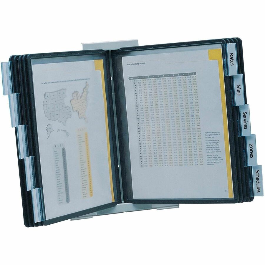 DURABLE InstaView Desktop Reference System - Desktop - 10 Panels - Support Letter 8.50" x 11" Media - White - 1 Each