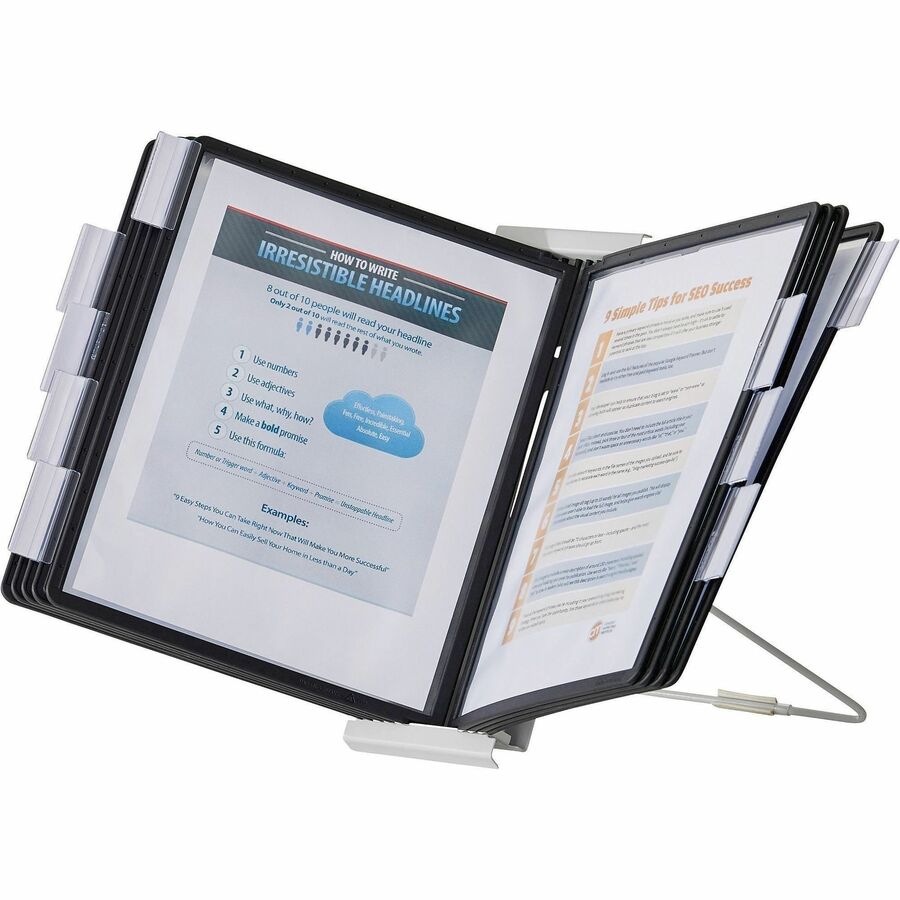 DURABLE InstaView Desktop Reference System - Desktop - 10 Panels - Support Letter 8.50" x 11" Media - White - 1 Each