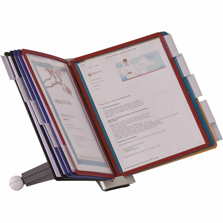 DURABLE Sherpa Desk Reference System - Desktop - 10 Panels - Support Letter 8.50" x 11" Media - Expandable - Assorted - 1 Each
