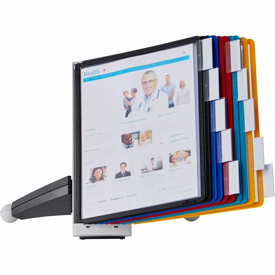 DURABLE Sherpa Desk Reference System - Desktop - 10 Panels - Support Letter 8.50" x 11" Media - Expandable - Assorted - 1 Each
