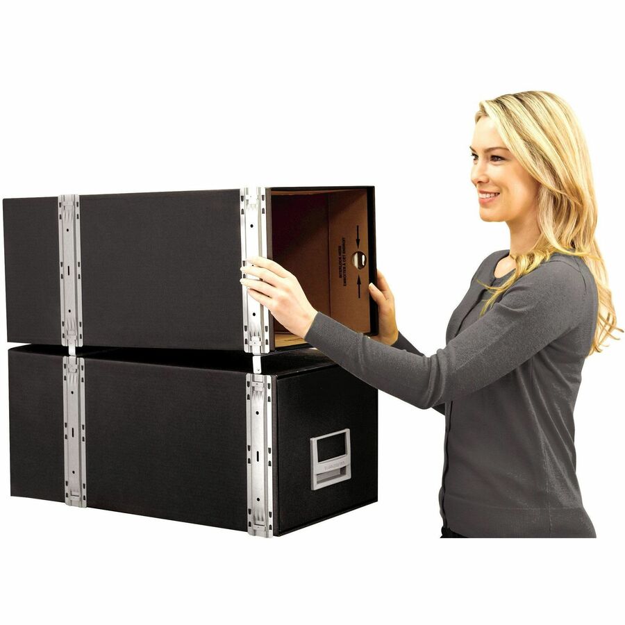 Bankers Box Metal Base File Storage Box - 13.88" Width x 25.38" Depth x 2.50" Height - Metal - Black - 1 Each