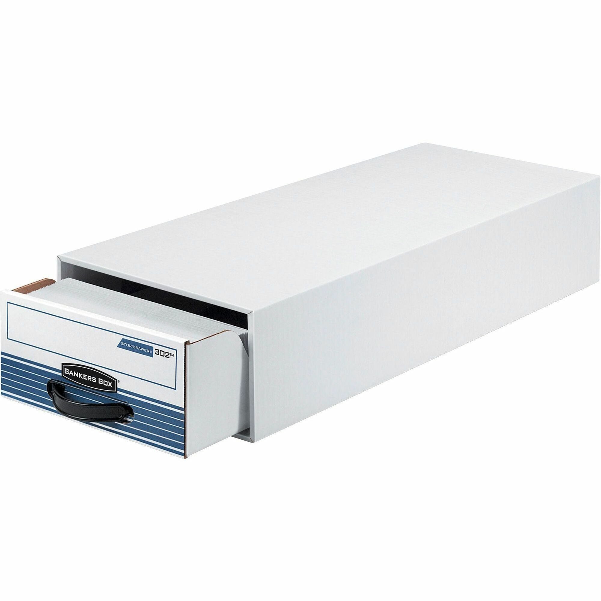 Internal Dimensions: 9.25" Width x 23.25" Depth x 4.38" Height - External Dimensions: 10.5" Width x 25.2" Depth x 5.3" Height - Medium Duty - Stackable - Steel, Plastic - White, Blue - For File - Recycled - 12 / Carton