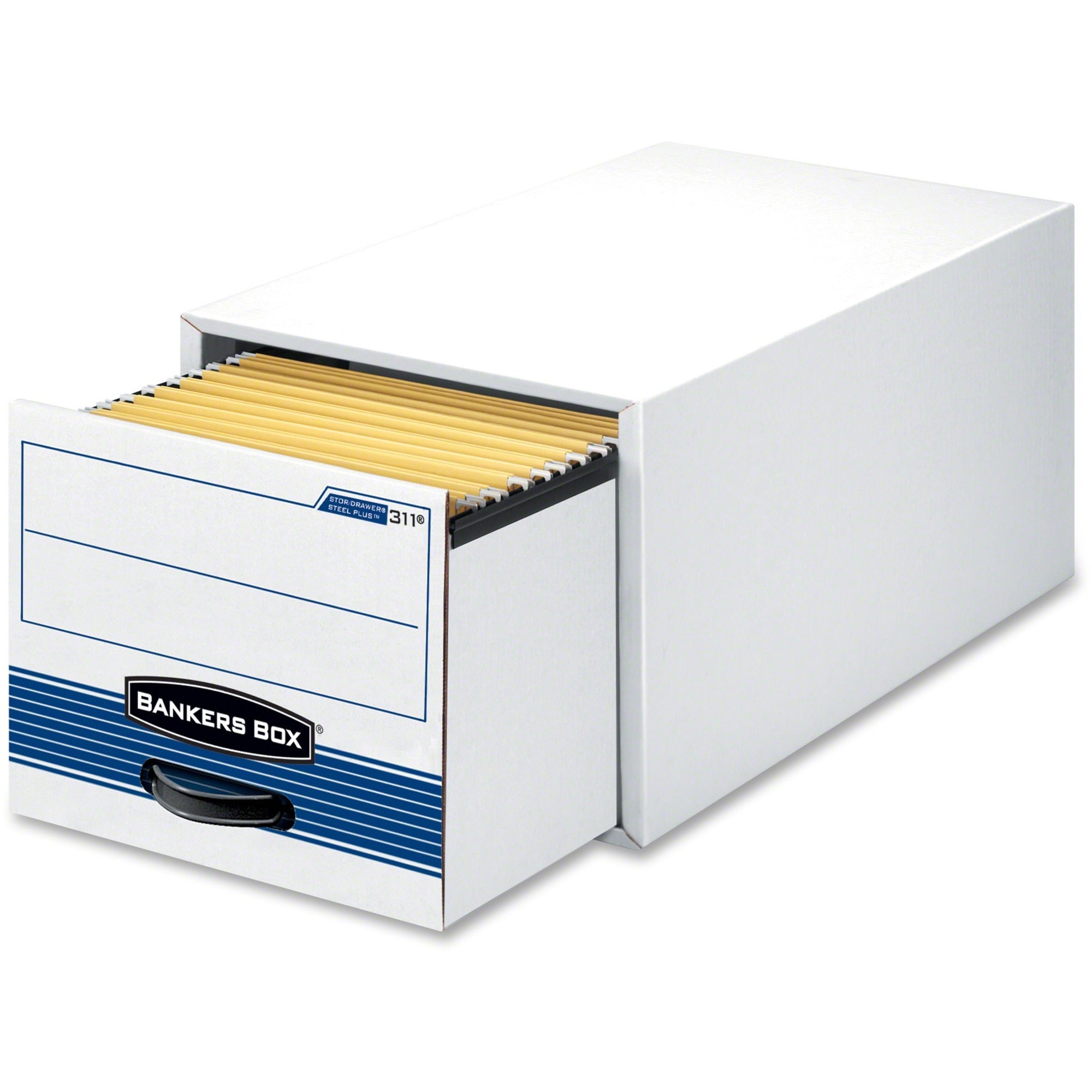 Internal Dimensions: 12.50" Width x 23.25" Depth x 10.38" Height - External Dimensions: 14" Width x 25.5" Depth x 11.5" Height - Media Size Supported: Letter - Heavy Duty - Stackable - Steel, Plastic - White, Blue - For File - Recycled - 6 / Carton