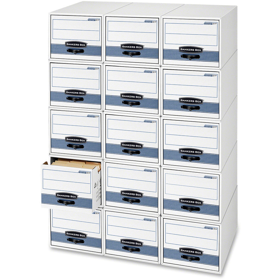 Internal Dimensions: 12.50" Width x 23.25" Depth x 10.38" Height - External Dimensions: 14" Width x 25.5" Depth x 11.5" Height - Media Size Supported: Letter - Heavy Duty - Stackable - Steel, Plastic - White, Blue - For File - Recycled - 6 / Carton