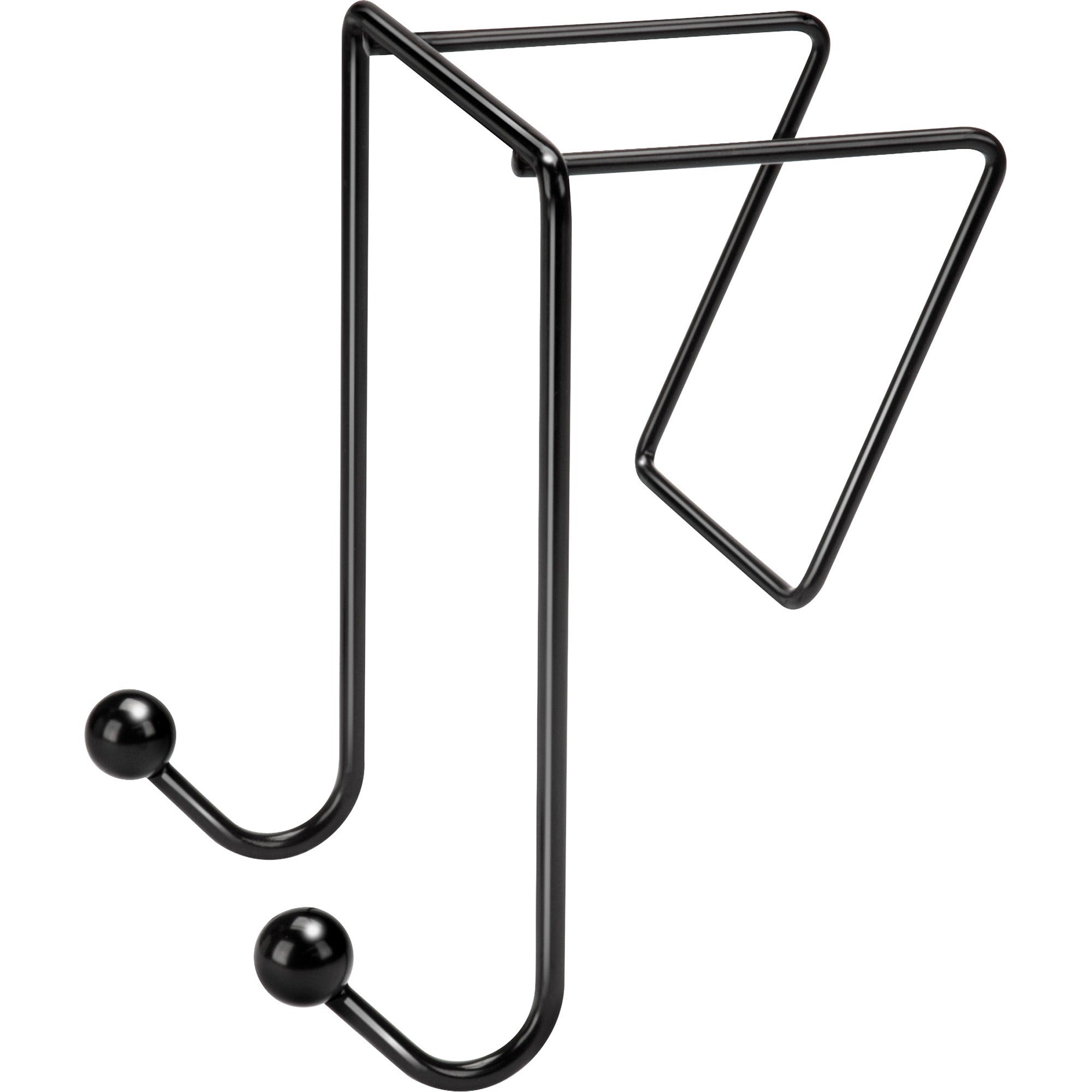 2 Hooks - 6" Height x 4" Width - for Coat, Umbrella, Sweater, Wall - Plastic, Wire - Black - 1 Each