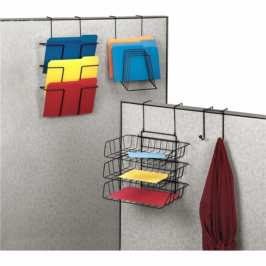 2 Hooks - 6" Height x 4" Width - for Coat, Umbrella, Sweater, Wall - Plastic, Wire - Black - 1 Each