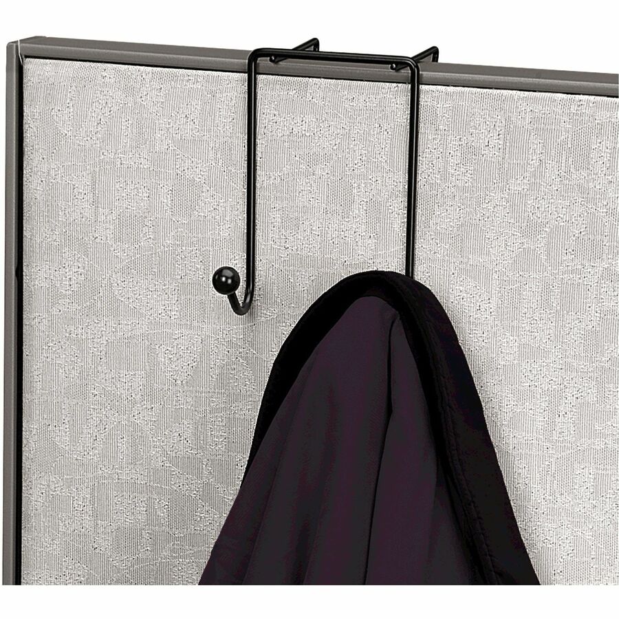 2 Hooks - 6" Height x 4" Width - for Coat, Umbrella, Sweater, Wall - Plastic, Wire - Black - 1 Each