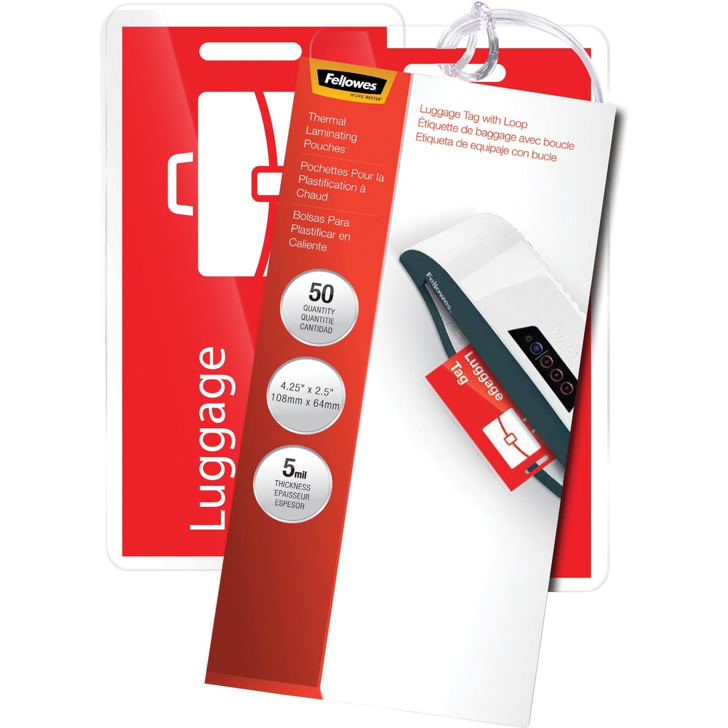 Laminating Pouch/Sheet Size: 2.50" Width x 5 mil Thickness - Type G - Glossy - for Luggage Tag, Document - Durable - Clear - 50 / Pack