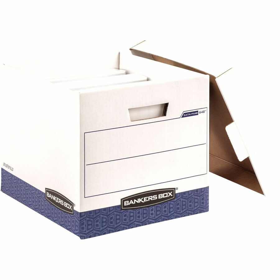 Internal Dimensions: 12.75" Width x 16" Depth x 12.50" Height - External Dimensions: 13.8" Width x 17.8" Depth x 13" Height - Lift-off Closure - Heavy Duty - Stackable - White, Blue - For Document - Recycled - 12 / Carton