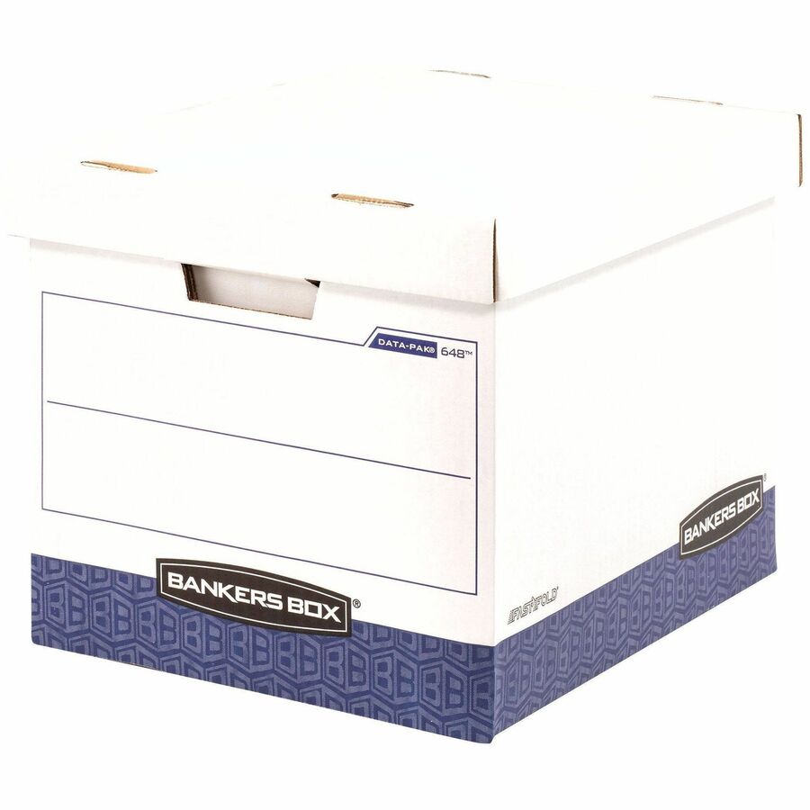 Internal Dimensions: 12.75" Width x 16" Depth x 12.50" Height - External Dimensions: 13.8" Width x 17.8" Depth x 13" Height - Lift-off Closure - Heavy Duty - Stackable - White, Blue - For Document - Recycled - 12 / Carton