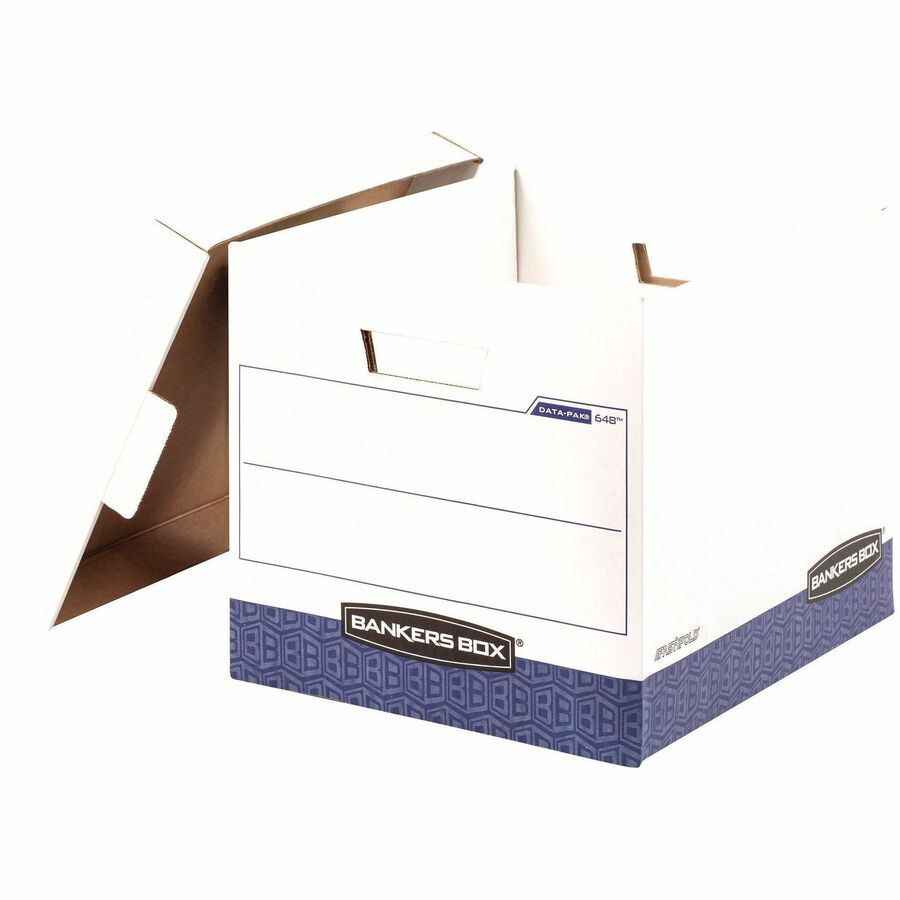Internal Dimensions: 12.75" Width x 16" Depth x 12.50" Height - External Dimensions: 13.8" Width x 17.8" Depth x 13" Height - Lift-off Closure - Heavy Duty - Stackable - White, Blue - For Document - Recycled - 12 / Carton