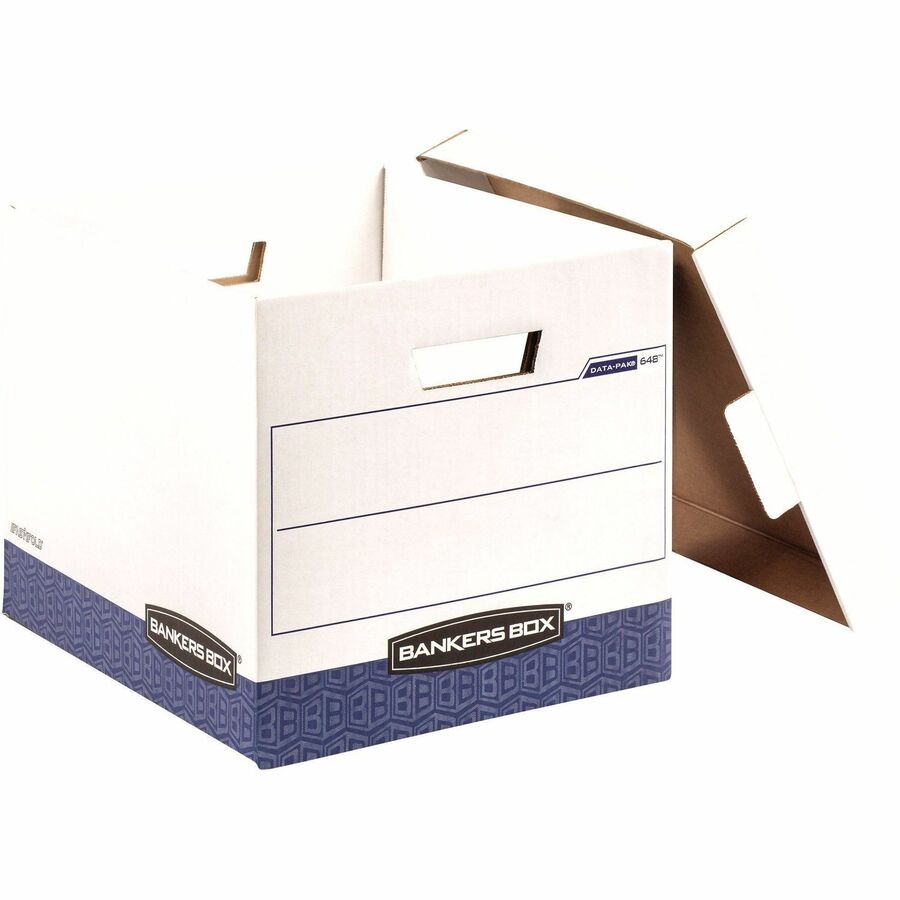 Internal Dimensions: 12.75" Width x 16" Depth x 12.50" Height - External Dimensions: 13.8" Width x 17.8" Depth x 13" Height - Lift-off Closure - Heavy Duty - Stackable - White, Blue - For Document - Recycled - 12 / Carton