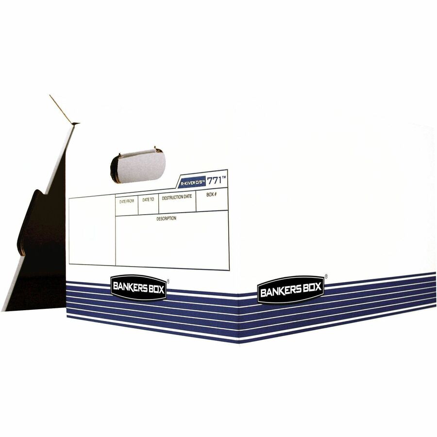 Internal Dimensions: 12" Width x 15" Depth x 10" Height - External Dimensions: 12.9" Width x 16.6" Depth x 10.3" Height - Lift-off Closure - Stackable - White, Blue - Recycled - 20 / Pack