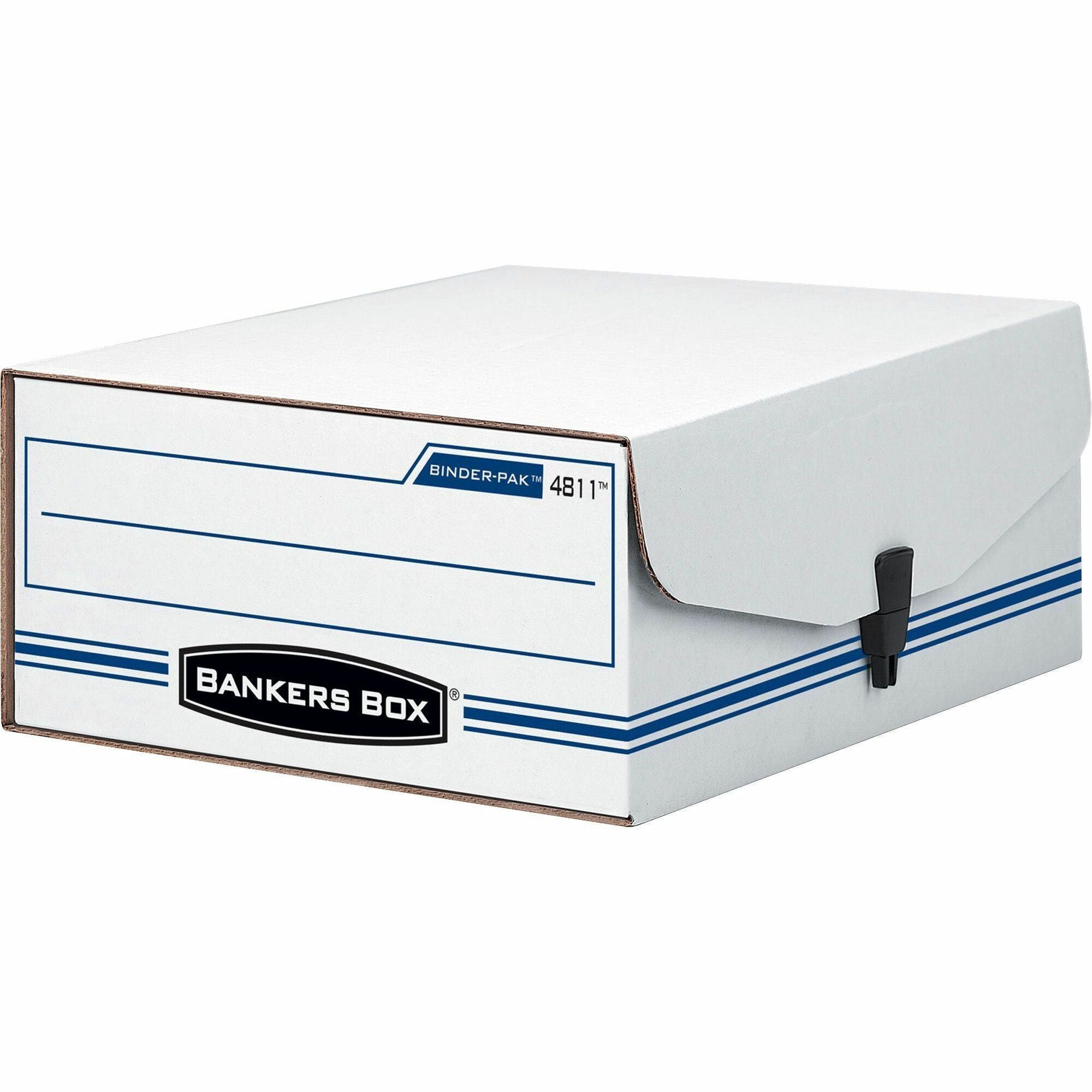 Internal Dimensions: 9.13" Width x 11.38" Depth x 4.38" Height - External Dimensions: 9.8" Width x 11.9" Depth x 4.8" Height - Ring Lock Closure - Corrugated Paper - White, Blue - For Check, Voucher Slip, Document - Recycled - 1 Each