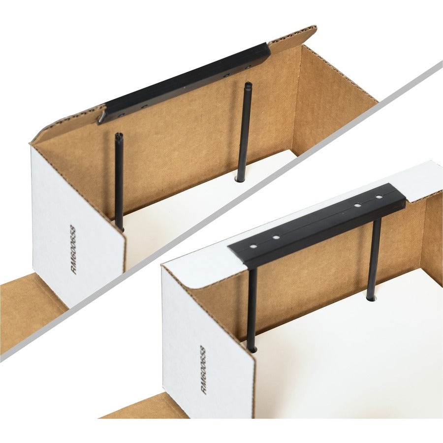 Internal Dimensions: 9.13" Width x 11.38" Depth x 4.38" Height - External Dimensions: 9.8" Width x 11.9" Depth x 4.8" Height - Ring Lock Closure - Corrugated Paper - White, Blue - For Check, Voucher Slip, Document - Recycled - 1 Each