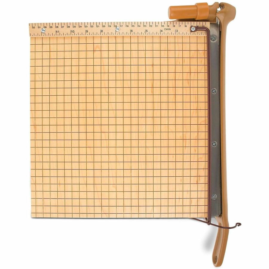 Swingline ClassicCut Ingento Guillotine Trimmer, 15 Sheet Capacity, 12" Cutting Length, Maple Base, Steel and Die-cast Metal, Alignment Grid, Dual Scale Ruler, Safety Guard, Locking Latch, 1 Each