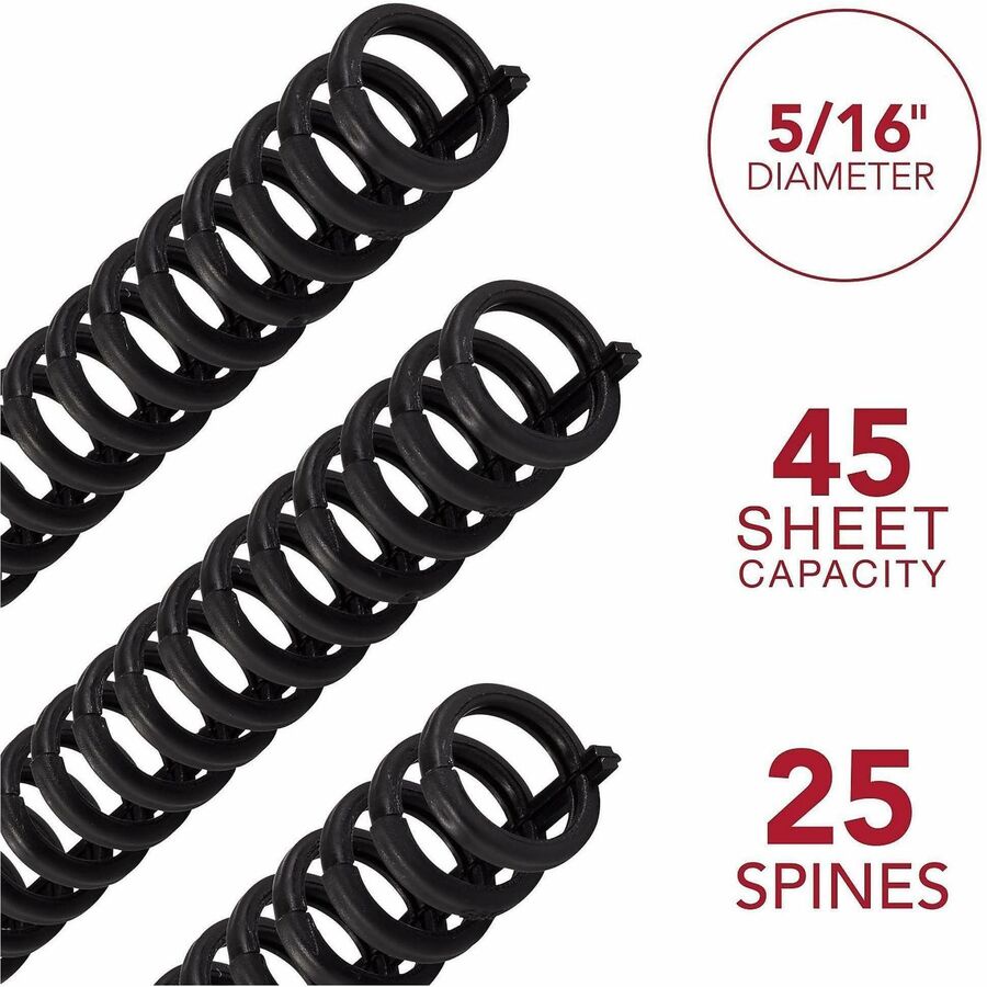 GBC ProClick Binding Spines - 0.3" Diameter - 0.31" Maximum Capacity - 45 x Sheet Capacity - For Letter 8 1/2" x 11" Sheet - 32 x Holes - Black - 25 / Box