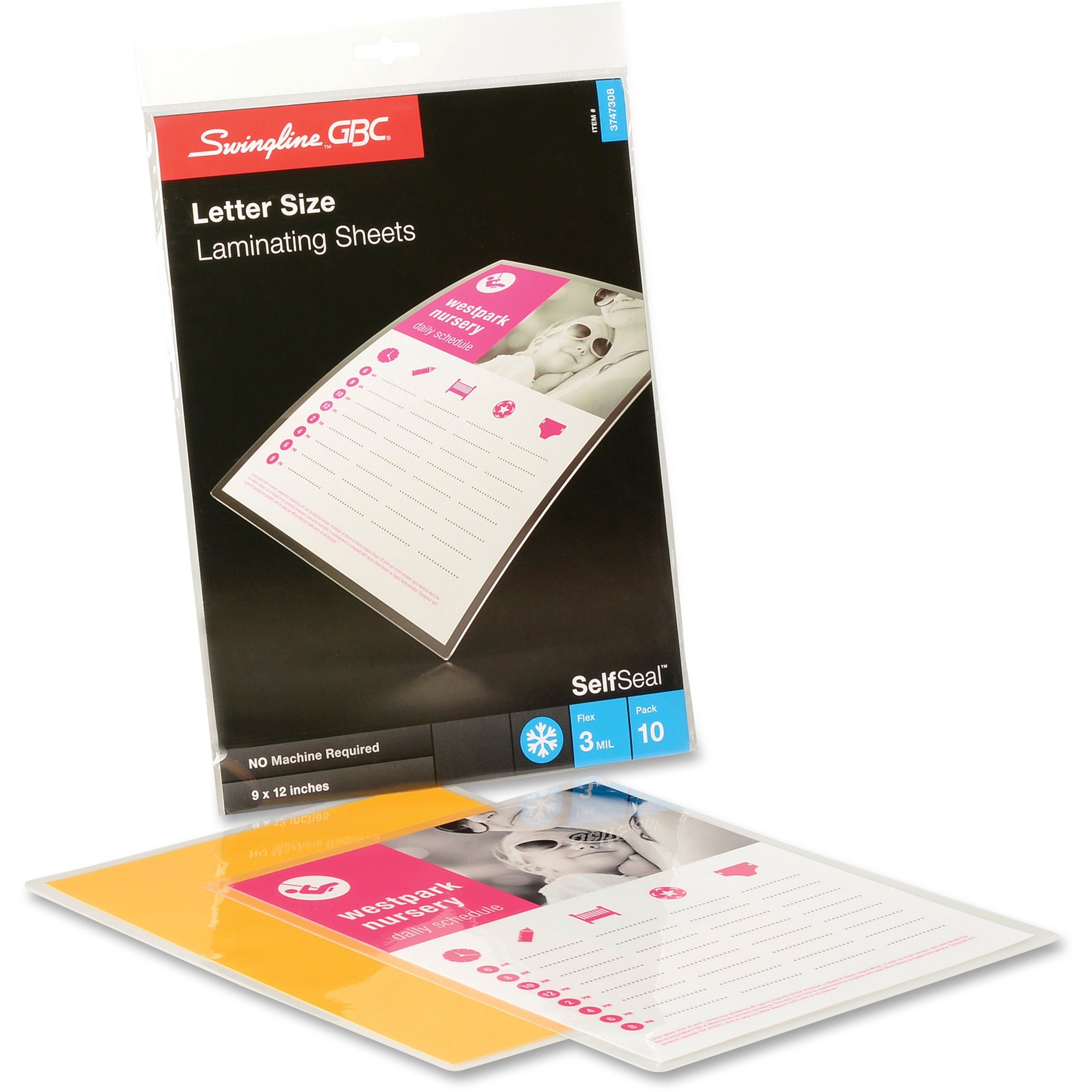 Laminating Pouch/Sheet Size: 9" Width x 12" Length x 3 mil Thickness - for Certificate, News Clipping, Schedule, Price List, Photo, Artwork, Recipe - Self-adhesive - Clear - 10 / Pack