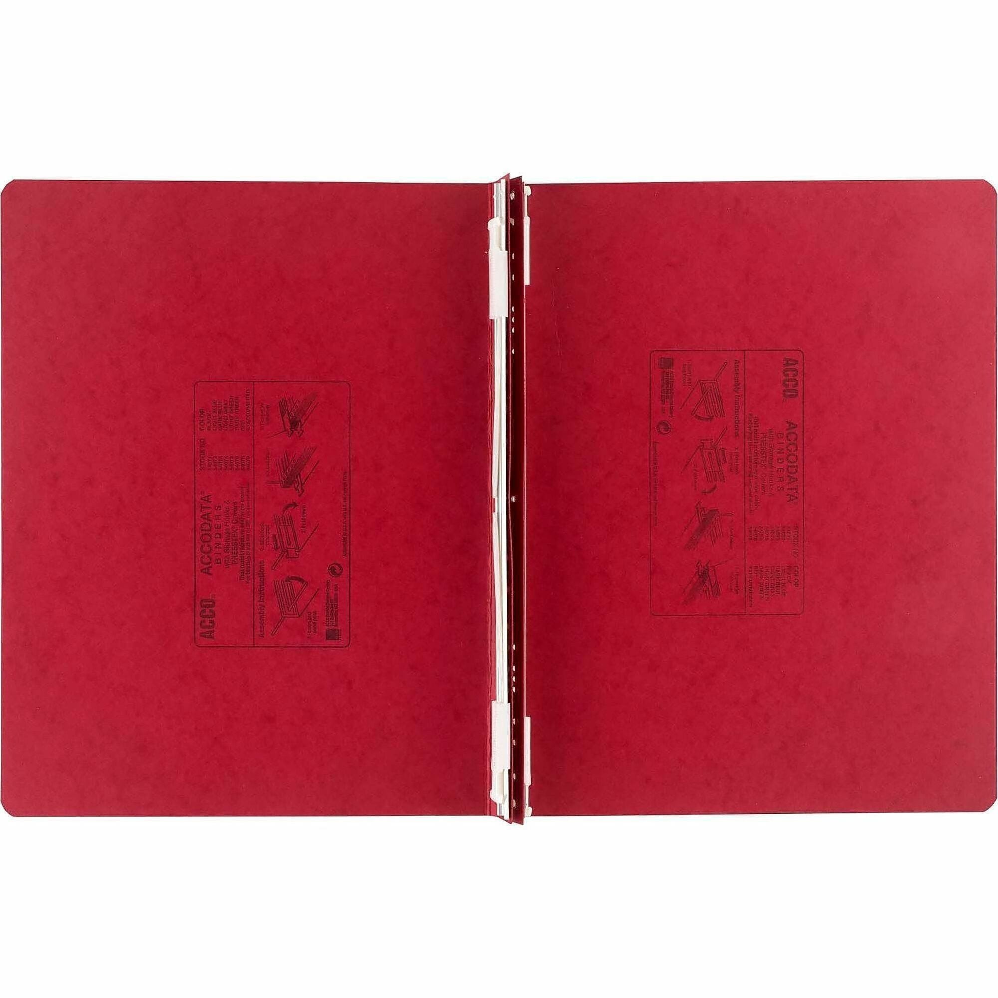 ACCO PRESSTEX Unburst Sheet Covers - 6" Binder Capacity - Fanfold - 11" x 14 7/8" Sheet Size - Executive Red - Recycled - Retractable Filing Hooks, Hanging System, Moisture Resistant, Water Resistant - 1 Each