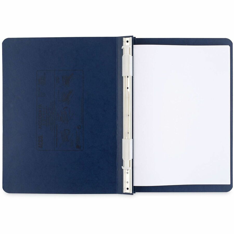 ACCO Presstex Hanging Data Binder - 6" Binder Capacity - 8 1/2" x 12" Sheet Size - Fastener(s): Post - Presstex - Dark Blue - Recycled - Water Resistant, Retractable Filing Hooks - 1 Each