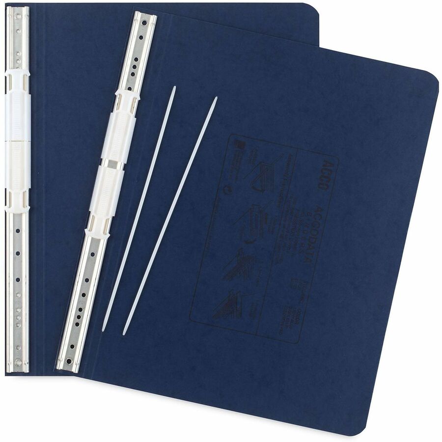 ACCO Presstex Hanging Data Binder - 6" Binder Capacity - 8 1/2" x 12" Sheet Size - Fastener(s): Post - Presstex - Dark Blue - Recycled - Water Resistant, Retractable Filing Hooks - 1 Each