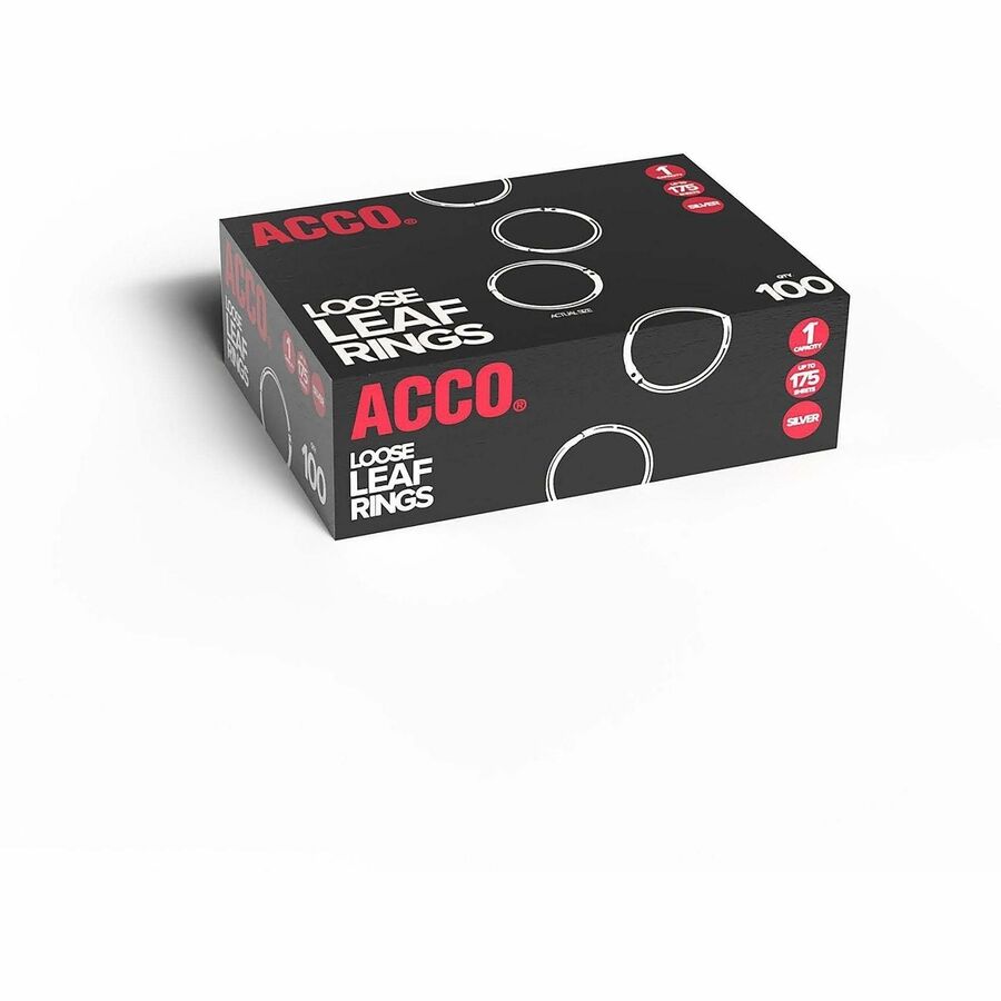 ACCO Loose-Leaf Rings - 1" Maximum Capacity - 175 x Sheet Capacity - Silver - Nickel - 100 / Box