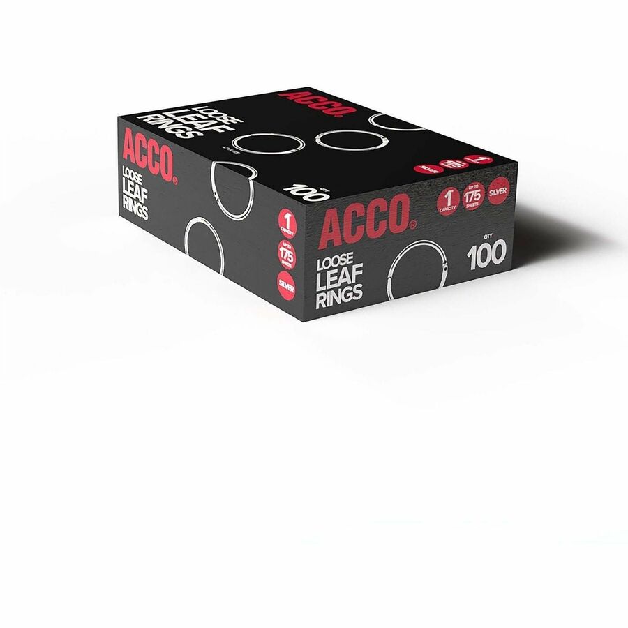 ACCO Loose-Leaf Rings - 1" Maximum Capacity - 175 x Sheet Capacity - Silver - Nickel - 100 / Box