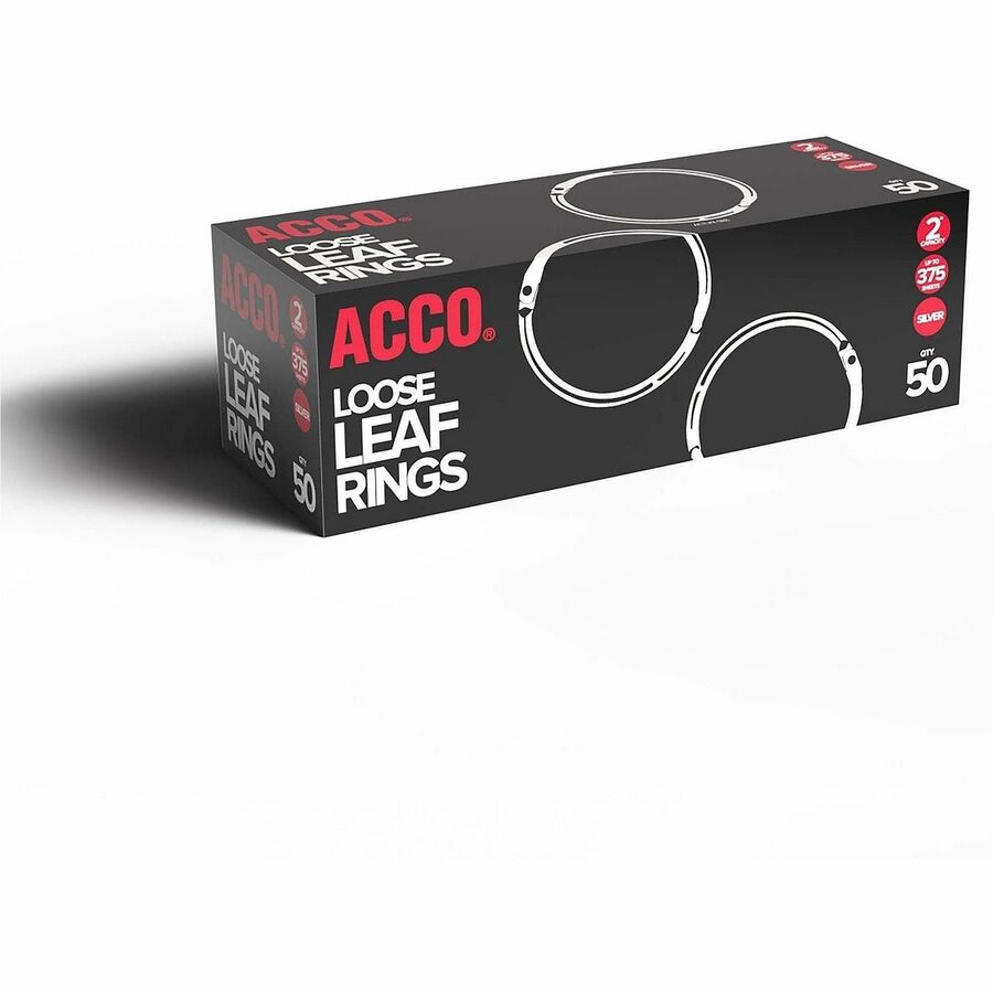 ACCO Loose-Leaf Rings - 2" Maximum Capacity - 375 x Sheet Capacity - Silver - Nickel - 50 / Box