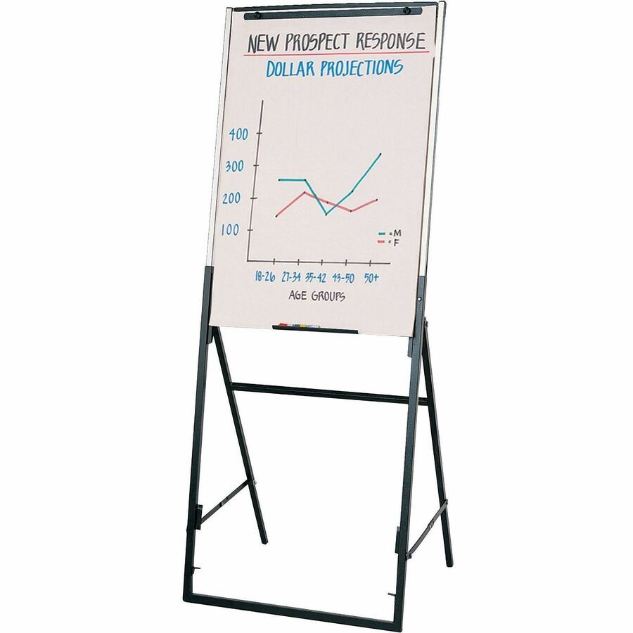 26" (2.2 ft) Width x 35" (2.9 ft) Height - White Melamine Surface - Black Frame - Rectangle - 1 Each