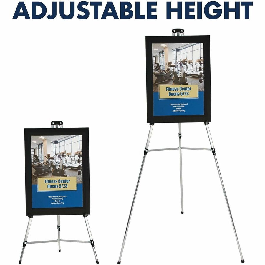 Quartet Lightweight Telescoping Display Easel - 25 lb Load Capacity - 66" Height - Aluminum, Steel, Metal - Silver