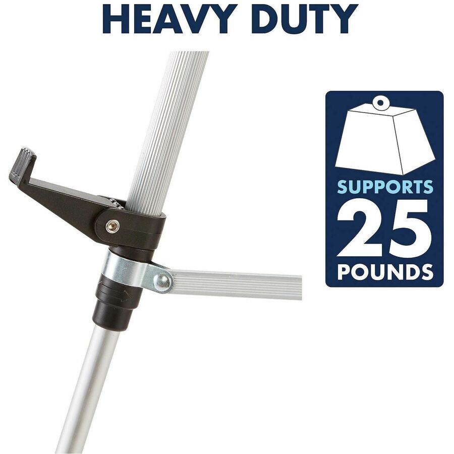 Quartet Lightweight Telescoping Display Easel - 25 lb Load Capacity - 66" Height - Aluminum, Steel, Metal - Silver