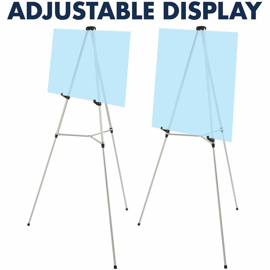 Quartet Lightweight Telescoping Display Easel - 25 lb Load Capacity - 66" Height - Aluminum, Steel, Metal - Silver
