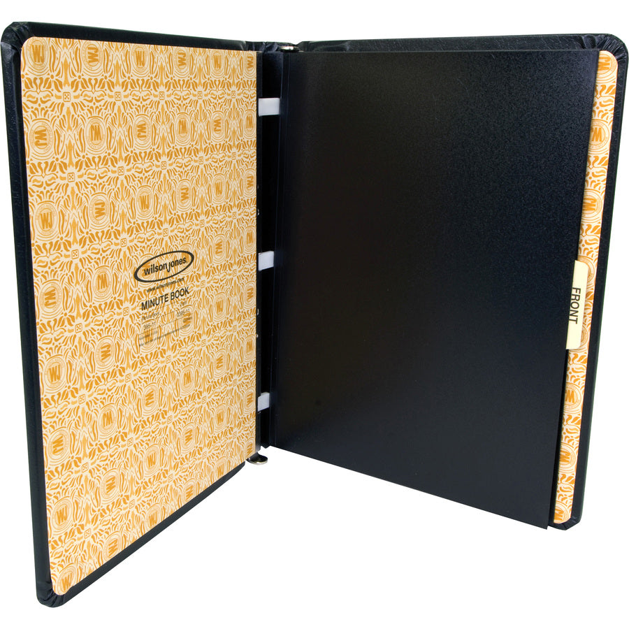 Wilson Jones Minute Book - 125 Sheet(s) - 28 lb - Sewn Bound - Letter - 8.50" x 11" Sheet Size - Black Cover - 1 Each