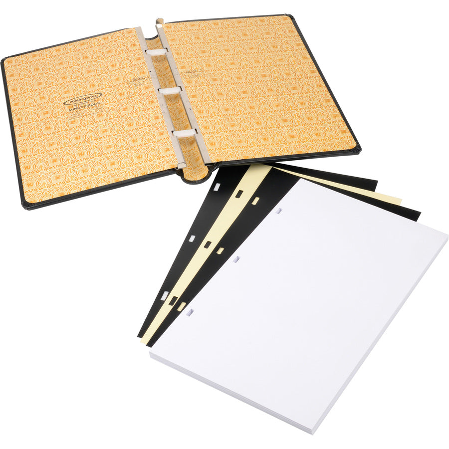 Wilson Jones Minute Book - 125 Sheet(s) - 28 lb - Sewn Bound - Legal - 8.50" x 14" Sheet Size - Black Cover - 1 Each