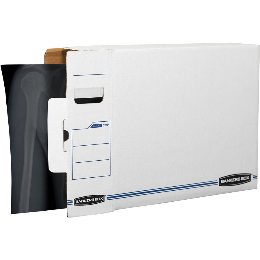 Internal Dimensions: 5" Width x 18.75" Depth x 14.88" Height - External Dimensions: 5.3" Width x 19.8" Depth x 15.7" Height - Side Tuck, Locking Tab Closure - Heavy Duty - White, Blue - For Document - Recycled - 6 / Carton