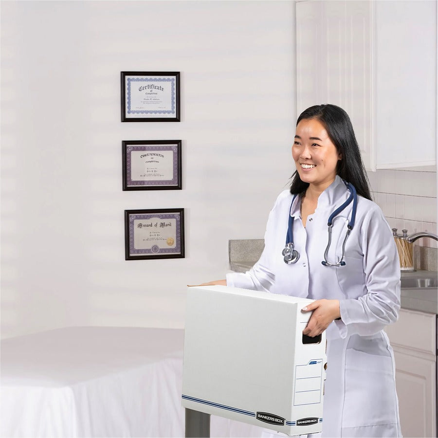 Internal Dimensions: 5" Width x 18.75" Depth x 14.88" Height - External Dimensions: 5.3" Width x 19.8" Depth x 15.7" Height - Side Tuck, Locking Tab Closure - Heavy Duty - White, Blue - For Document - Recycled - 6 / Carton