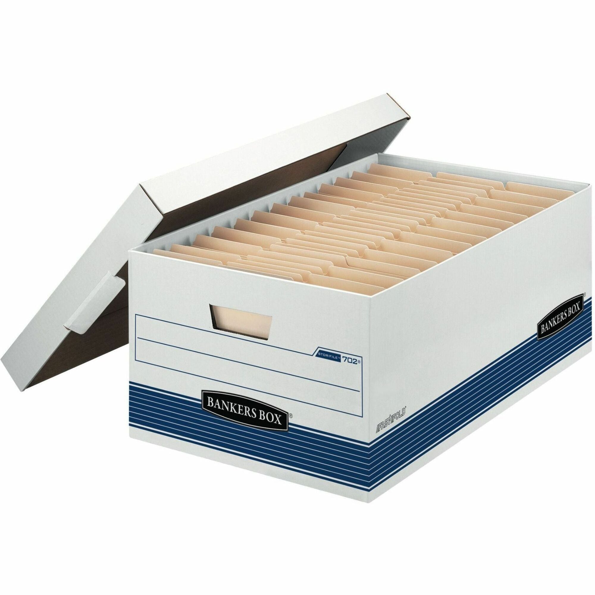 Internal Dimensions: 15" Width x 24" Depth x 10" Height - External Dimensions: 15.9" Width x 25.4" Depth x 10.3" Height - Media Size Supported: Legal - Lift-off Closure - Medium Duty - Stackable - White, Blue - For File - Recycled - 12 / Carton