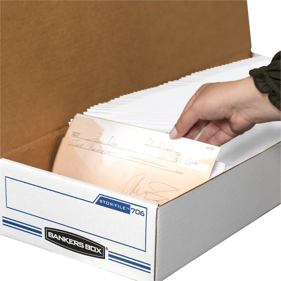 Internal Dimensions: 9" Width x 24" Depth x 4" Height - External Dimensions: 9.3" Width x 25" Depth x 4.1" Height - 650 lb - Flip Top Closure - Light Duty - Stackable - White, Blue - For File, Check, Deposit Slip - Recycled - 12 / Carton