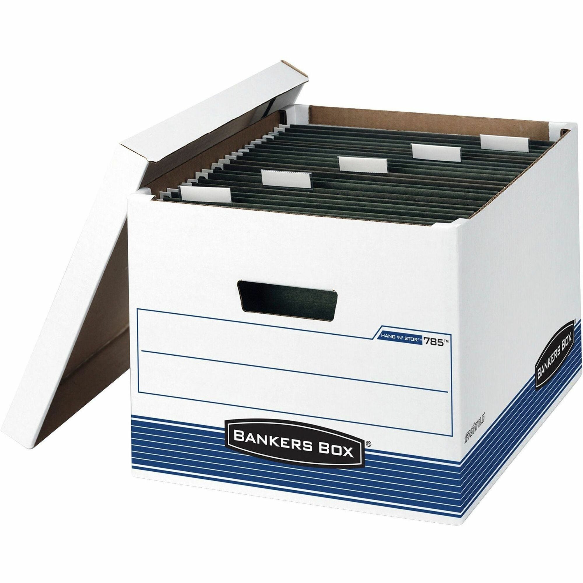 Internal Dimensions: 12.38" Width x 15.19" Depth x 10" Height - External Dimensions: 13" Width x 16" Depth x 10.5" Height - Media Size Supported: Letter, Legal - Lift-off Closure - Medium Duty - Stackable - White, Blue - For File - Recycled - 4 / Carton