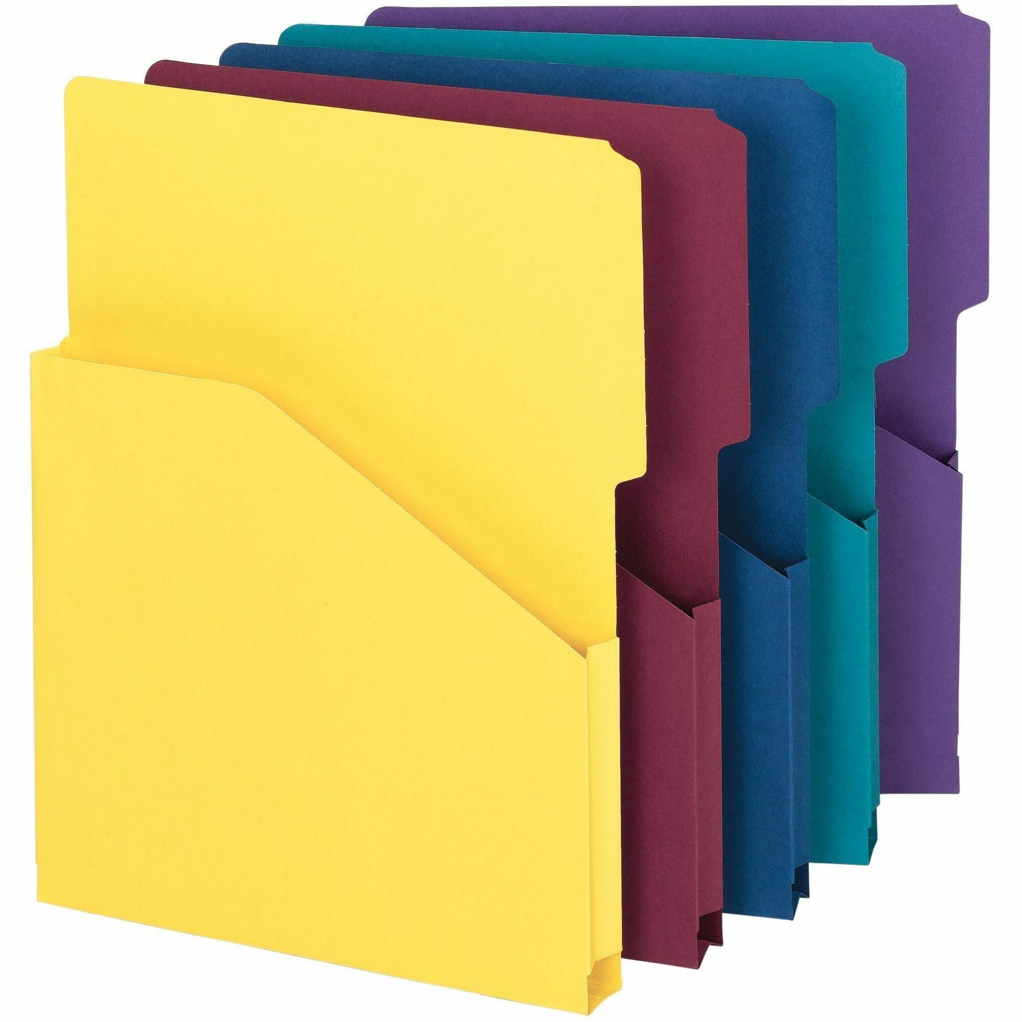 8 1/2" x 11" - 1" Expansion - 11 pt. - Assorted - Unpunched - 10% Recycled - 5 / Pack