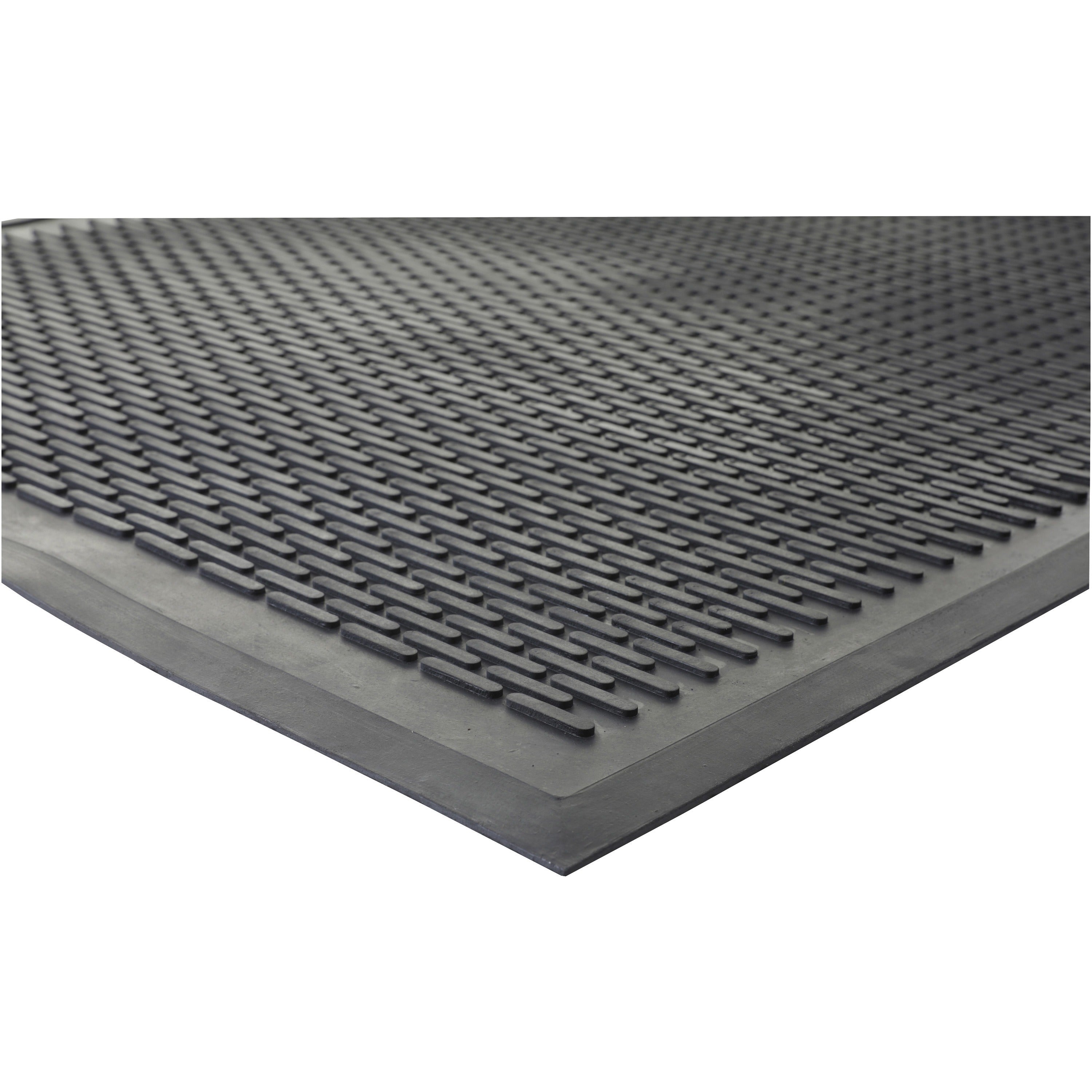 Genuine Joe Clean Step Scraper Floor Mats - Outside Entrance, Outdoor - 72" Length x 48" Width - Rubber - Black - 1 Each