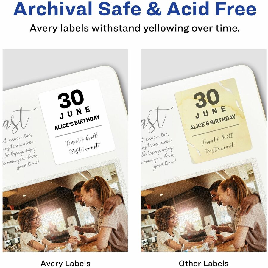 Avery&reg; Laser Inkjet Printer Permanent ID Labels - 1 1/4" Width x 1 3/4" Length - Permanent Adhesive - Rectangle - Inkjet, Laser - White - Paper - 32 / Sheet - 15 Total Sheets - 480 Total Label(s) - 480 / Pack