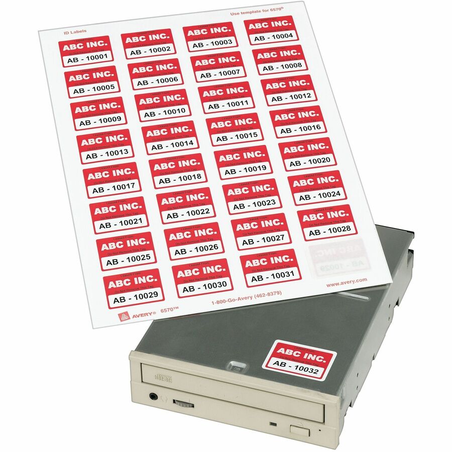 Avery&reg; Laser Inkjet Printer Permanent ID Labels - 1 1/4" Width x 1 3/4" Length - Permanent Adhesive - Rectangle - Inkjet, Laser - White - Paper - 32 / Sheet - 15 Total Sheets - 480 Total Label(s) - 480 / Pack